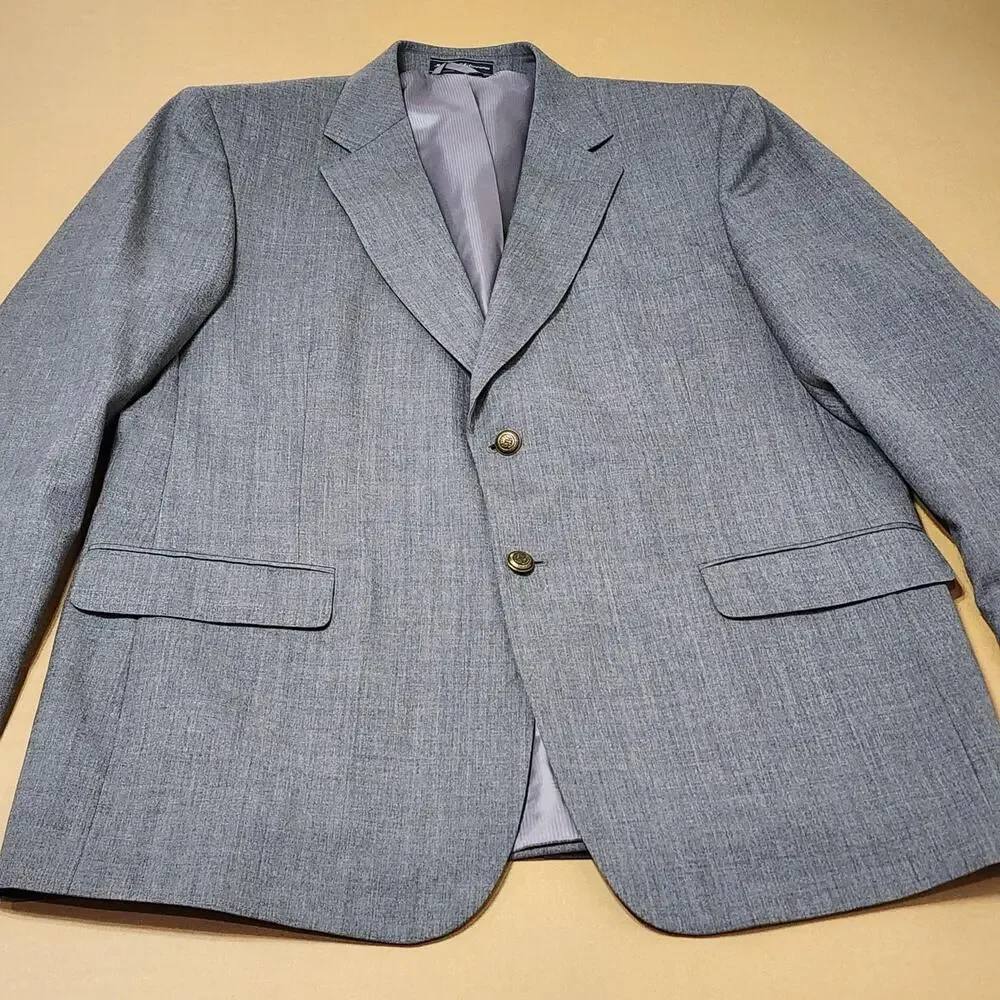 Meeting Street Sport Coat Mens 46 Long Gray Wool Two Button Classic Fit Blazer